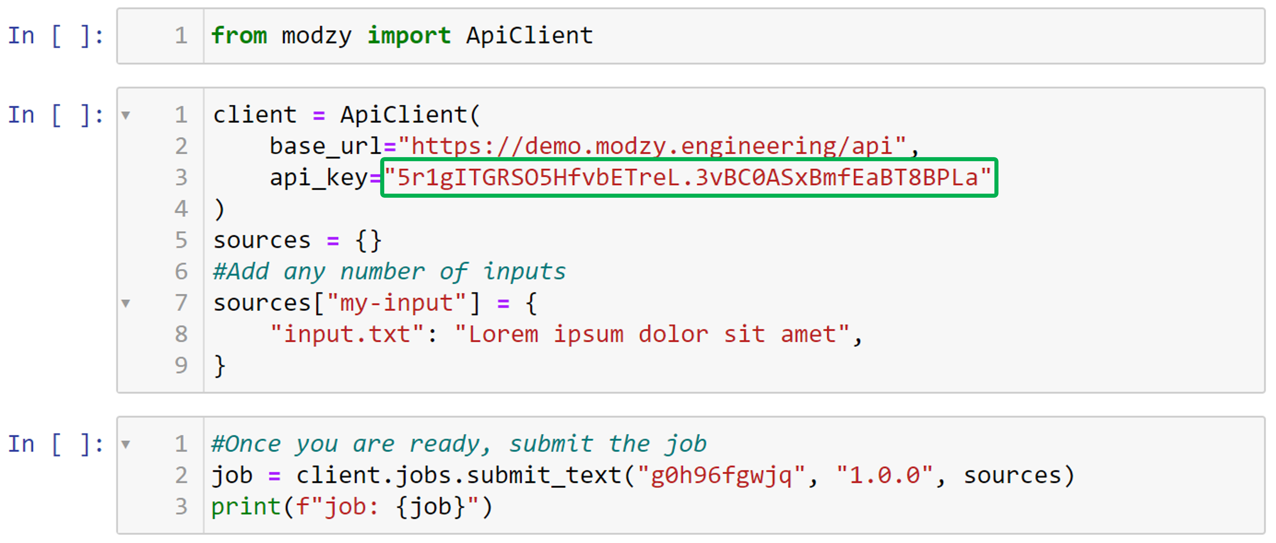 API Key Inserted into Code