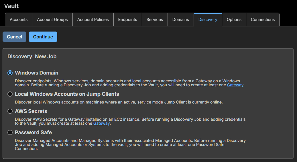 Image of the Discovery: New Job page.