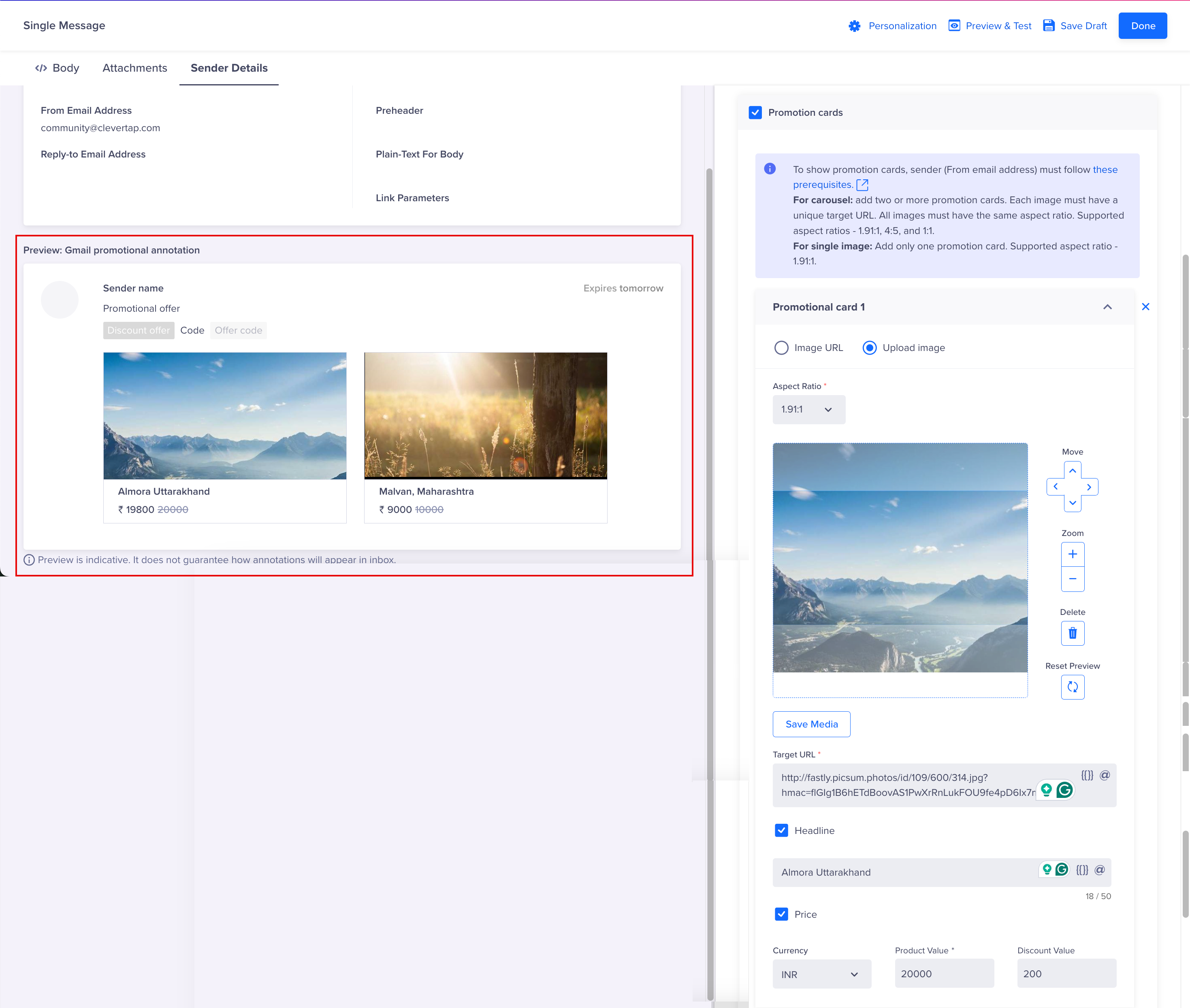 Annotate Email With Product Carousel Using Upload Image Option