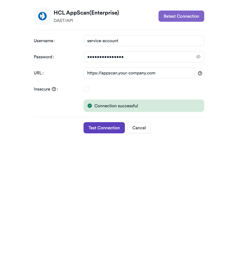 HCL AppScan Enterprise settings