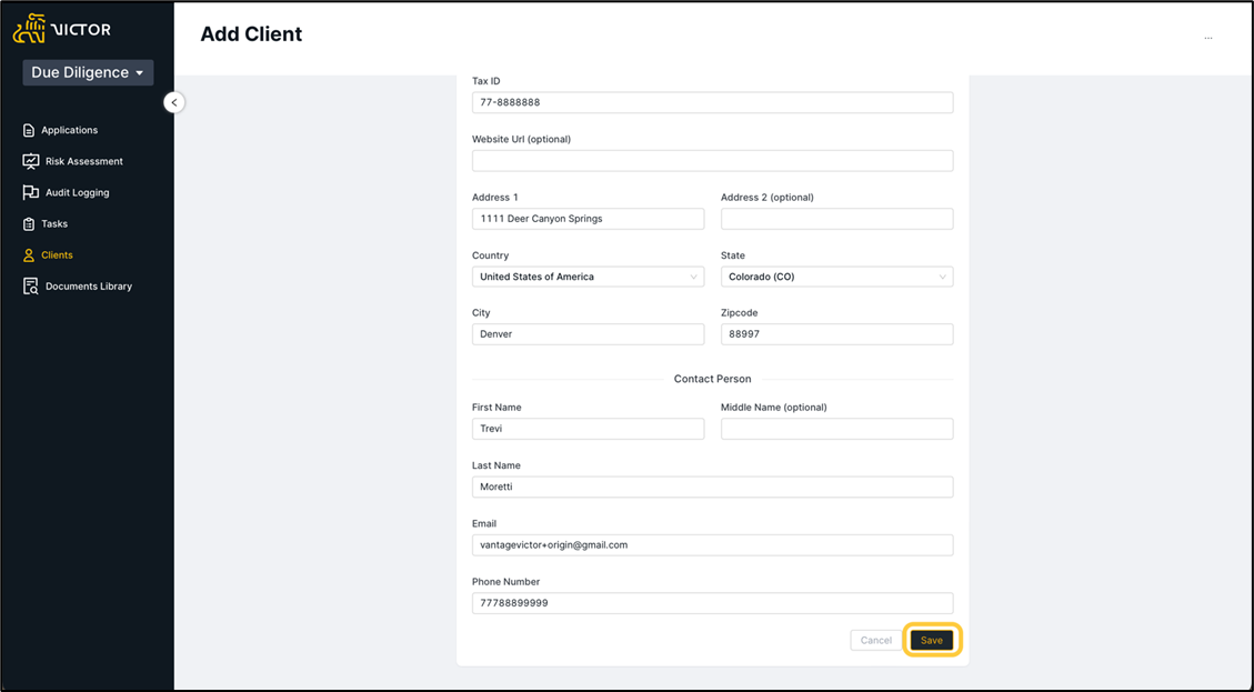 Figure 5. Create Client Form cont.