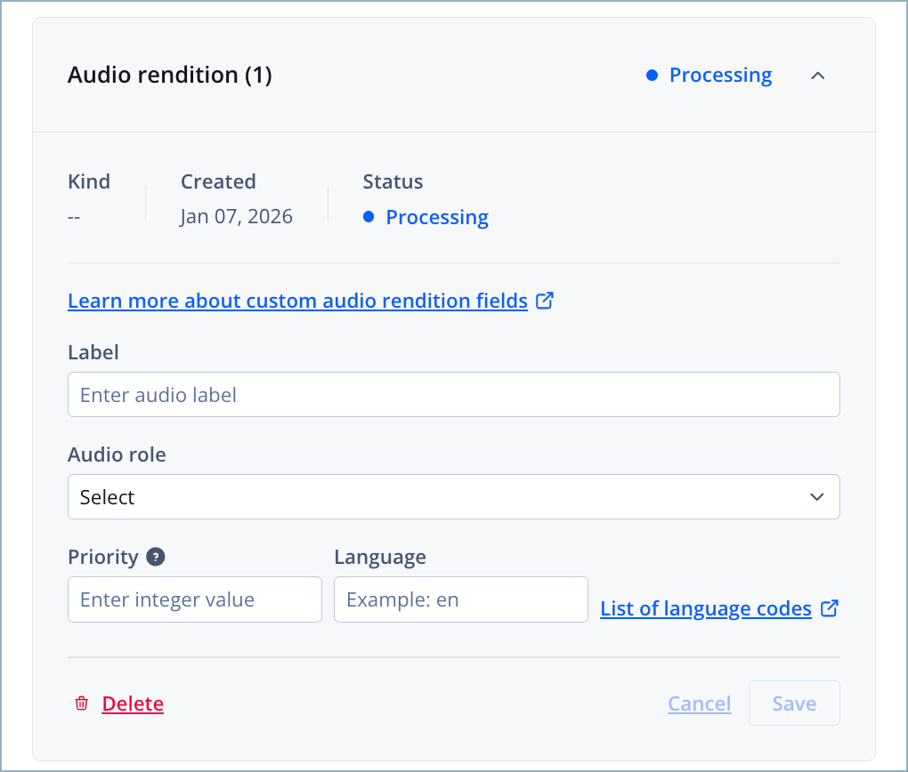 Text rendition settings