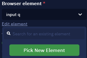 Browser element parameter lets you either pick a new element or use an existing one