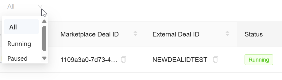 **To filter  deal by status**