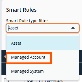 Smart Rule Type filter dropdown box