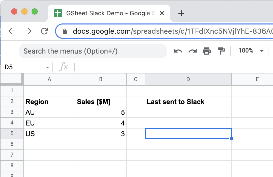 Set up spreadsheet for sending reports to Slack from