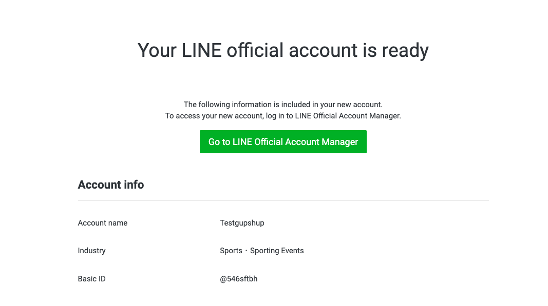 LINE business account created