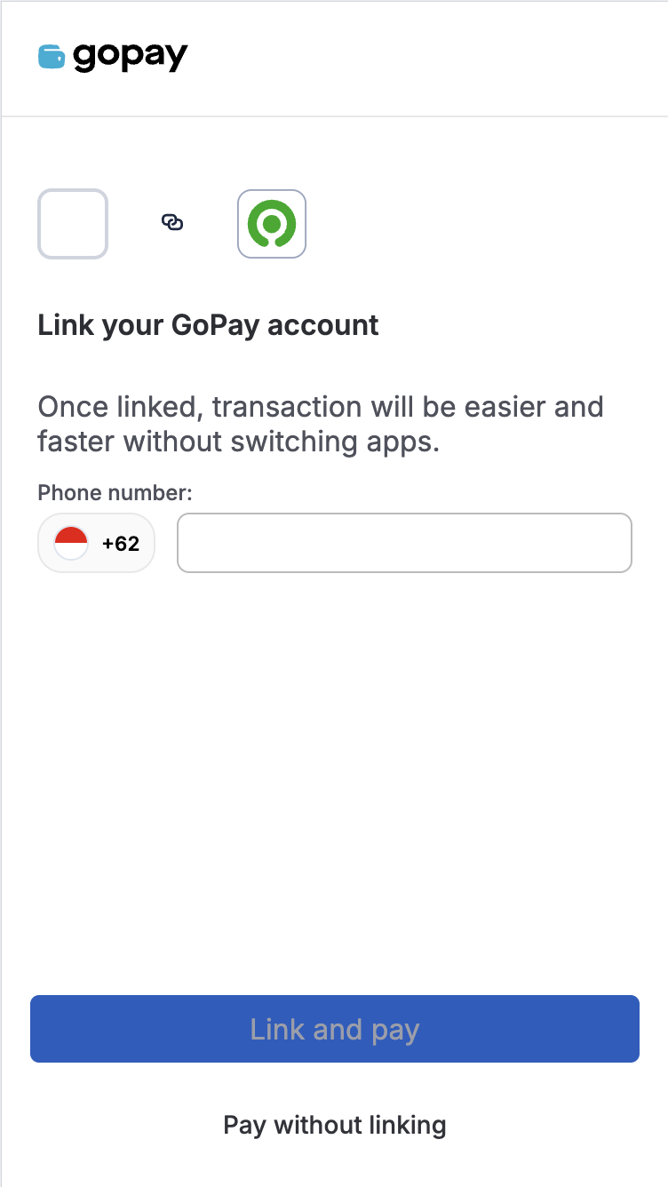 Pay without linking on mobile view