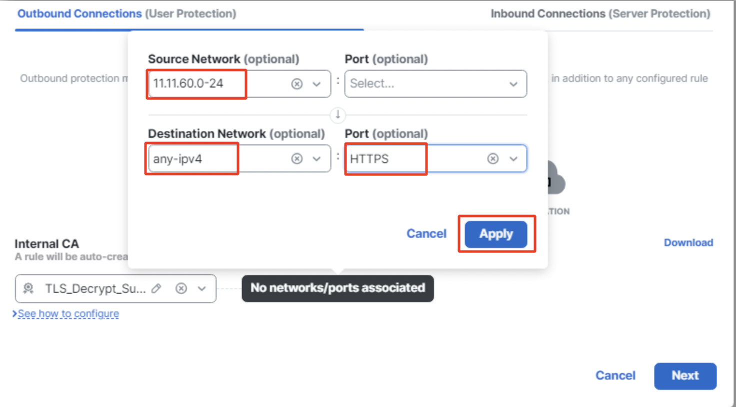 Network and Port configuration