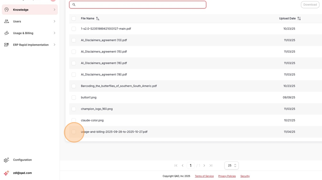 Select File with Checkbox