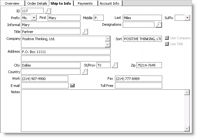 From Orders, select Enter and edit orders, enter or open an order, and select the Ship to Info tab