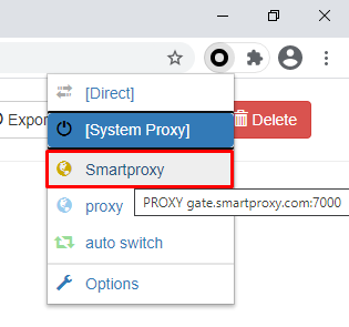 SwitchyOmega – select proxy profile