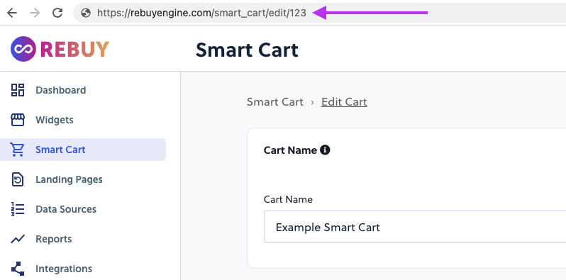 The ID can be found in the URL for the Smart Cart Edit page. It is at the end of the URL path.