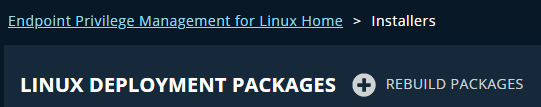 Installers page with the Rebuild Packages button