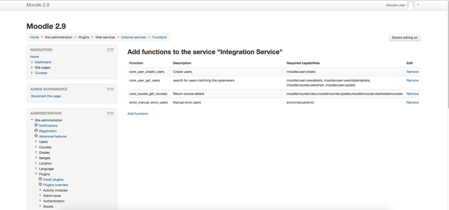 Adding the functions to the service