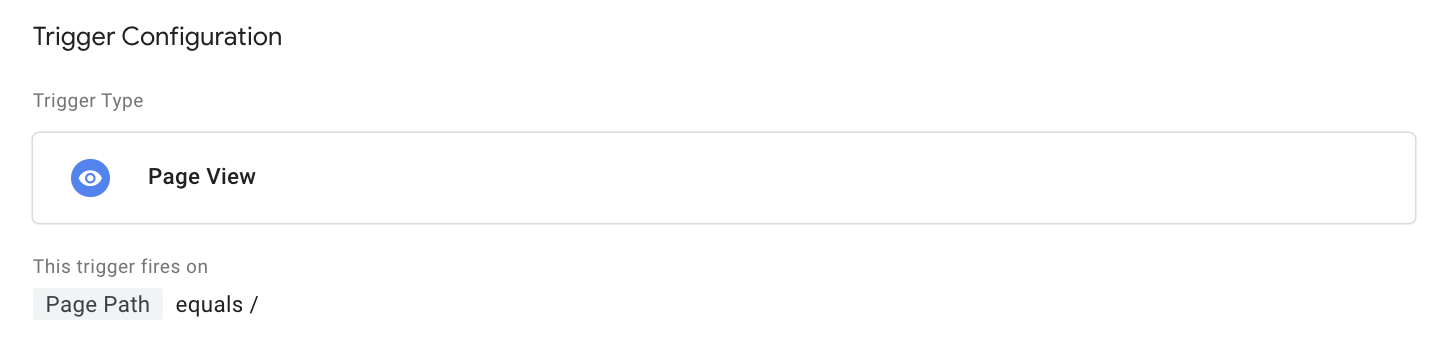 suggested triggering condition for viewMainPage event on GTM