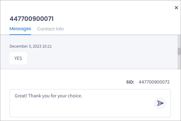 Screenshot of the message added