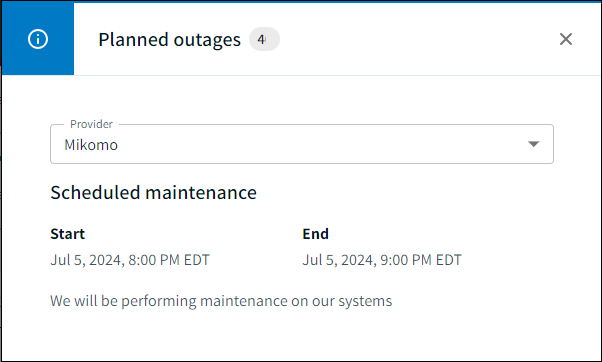 Outage modal