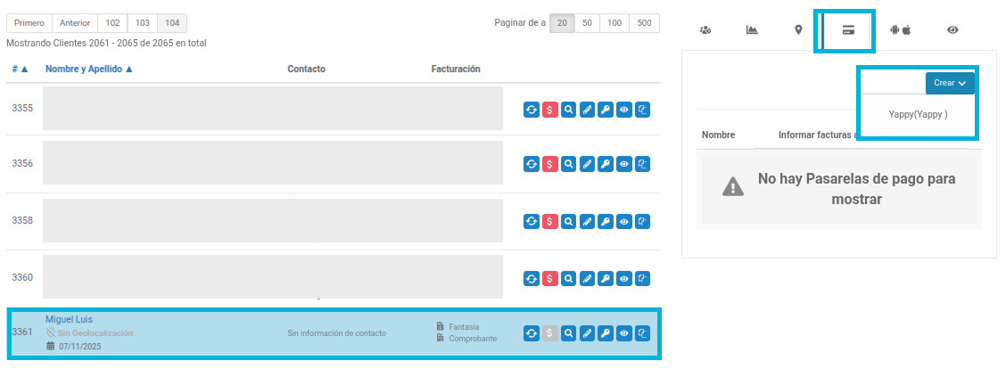 Asignación de la pasarela a los clientes en Wispro