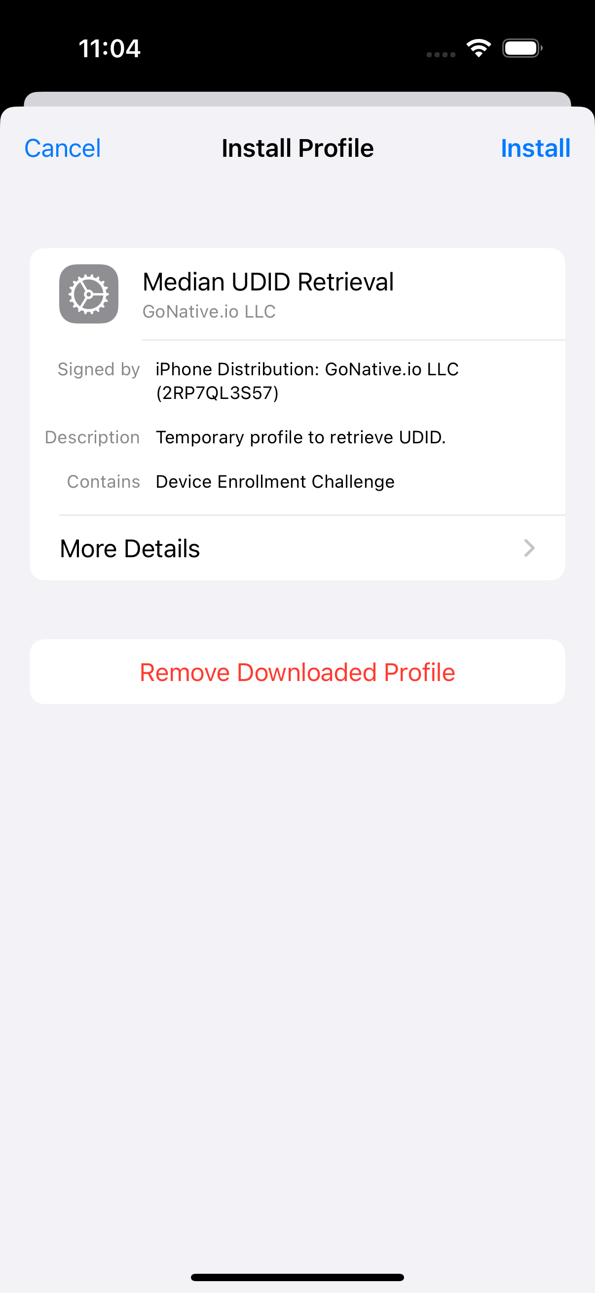 Install Profile to retrieve UDID