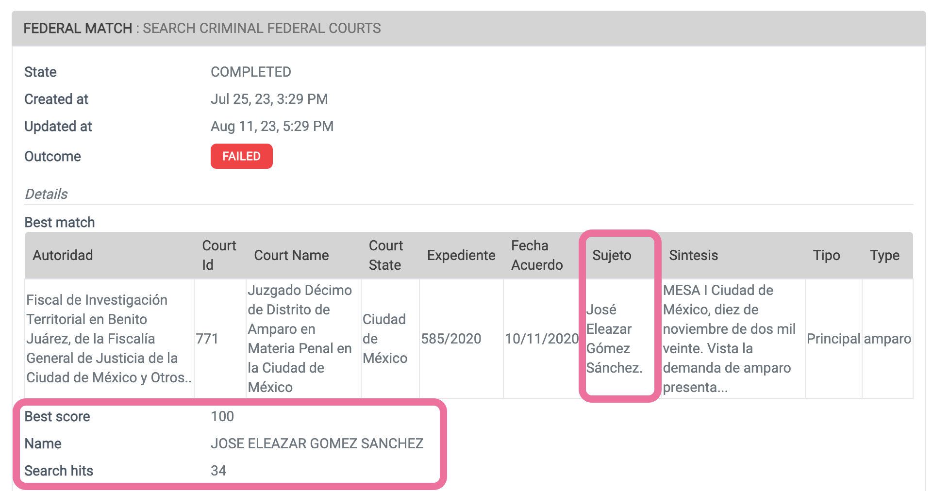 Example of Federal Match verification process showing official CJF agreement publications