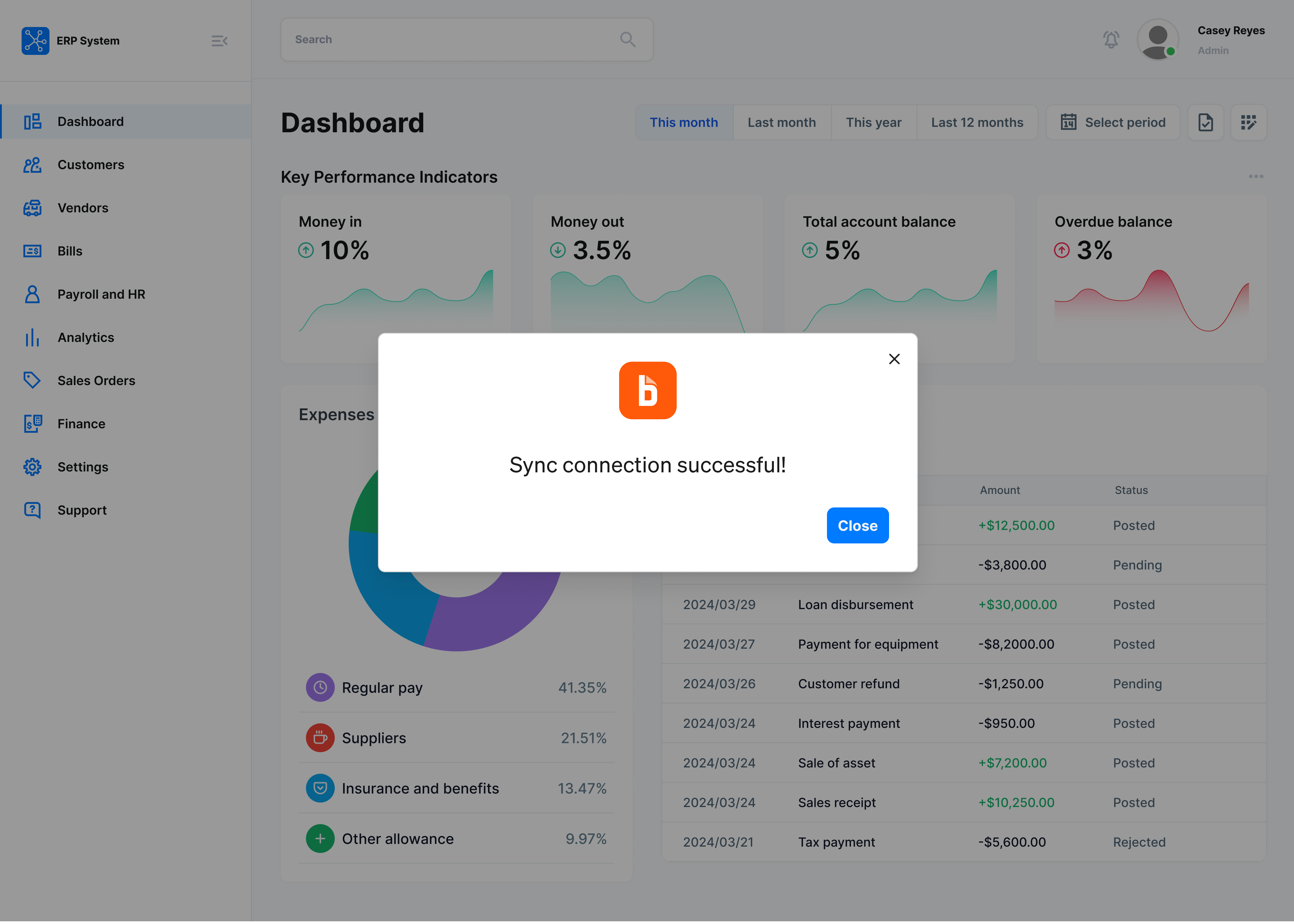 Return the customer connection status in the application