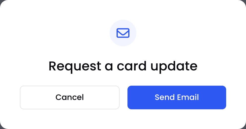 The Request a card update pop-up