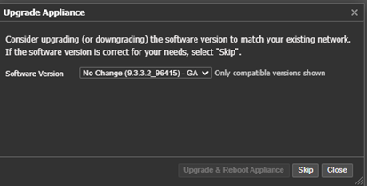 Wizard - Upgrade appliance option