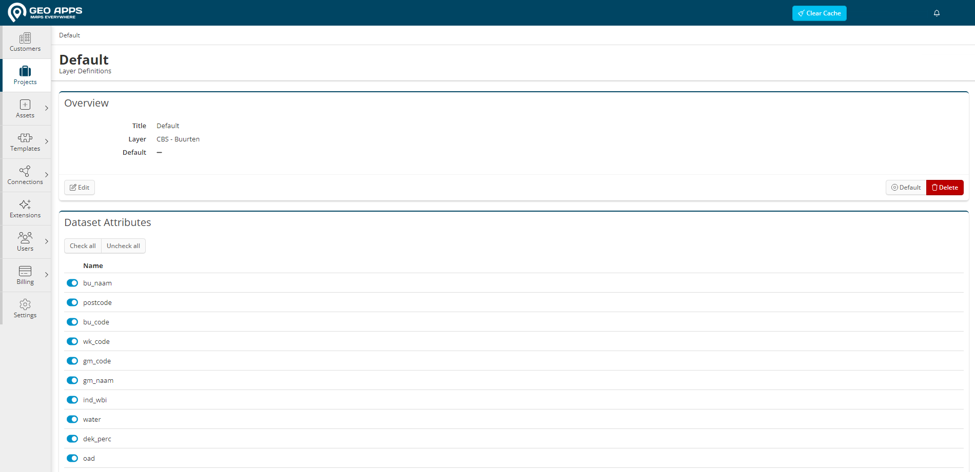 Figuur 2 - Selecteren van gewenste Dataset Attributes.