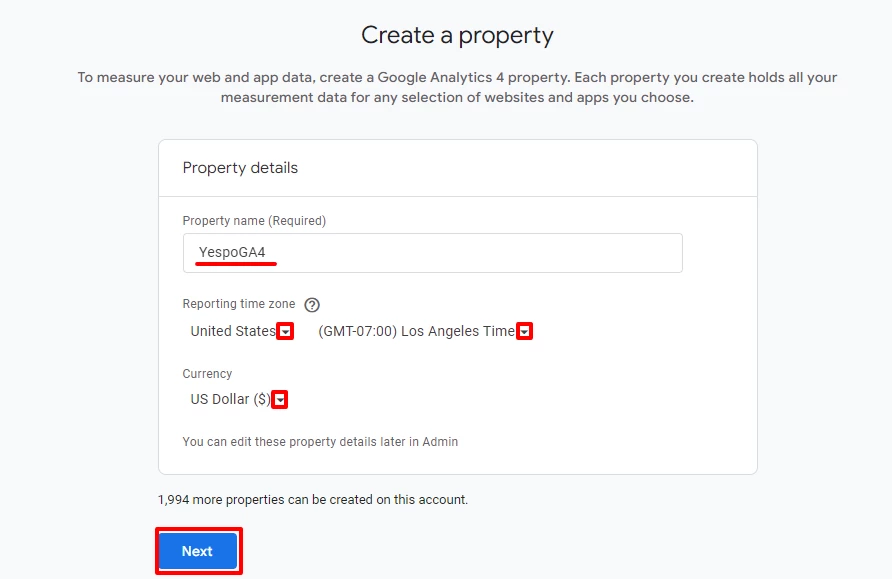 Selecting Property Details