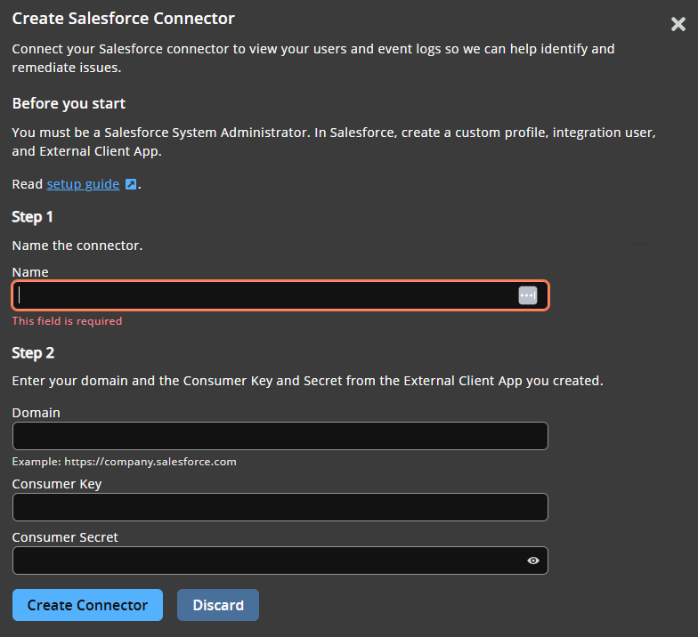 Saleforce connector settings