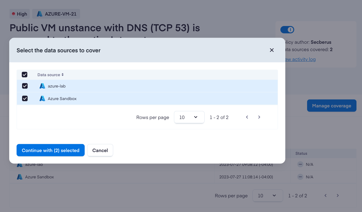 Select data sources