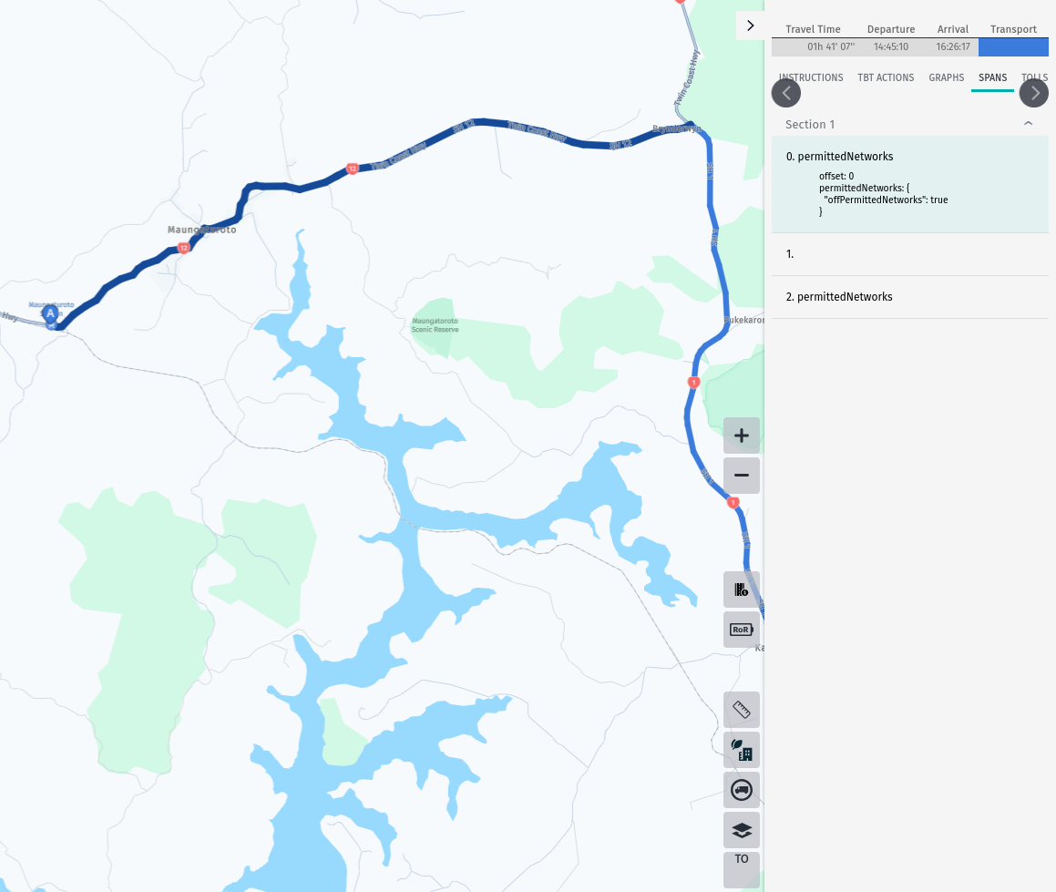 offPermittedNetworks span in the beginning of the route