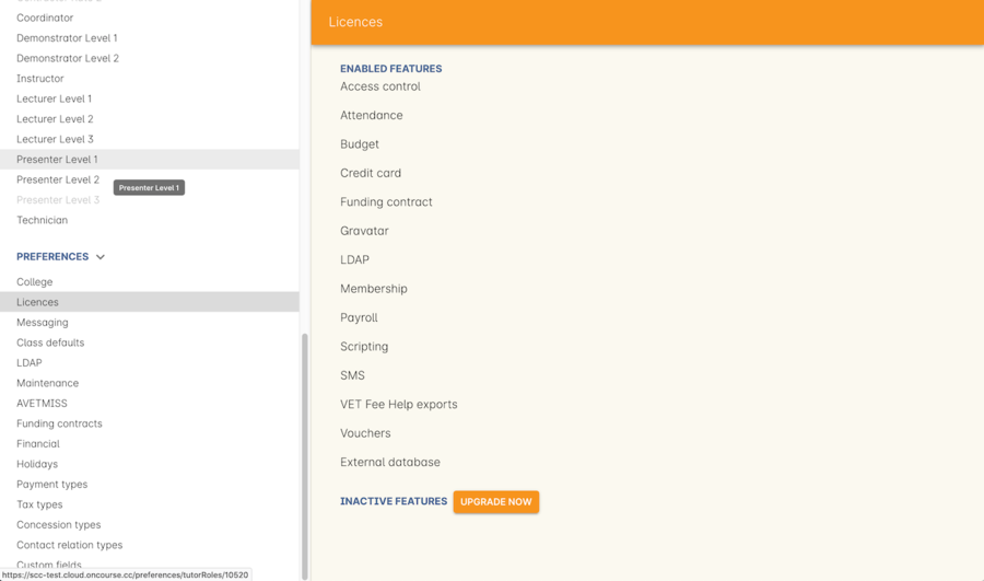 Figure 56. The "Licences" preferences