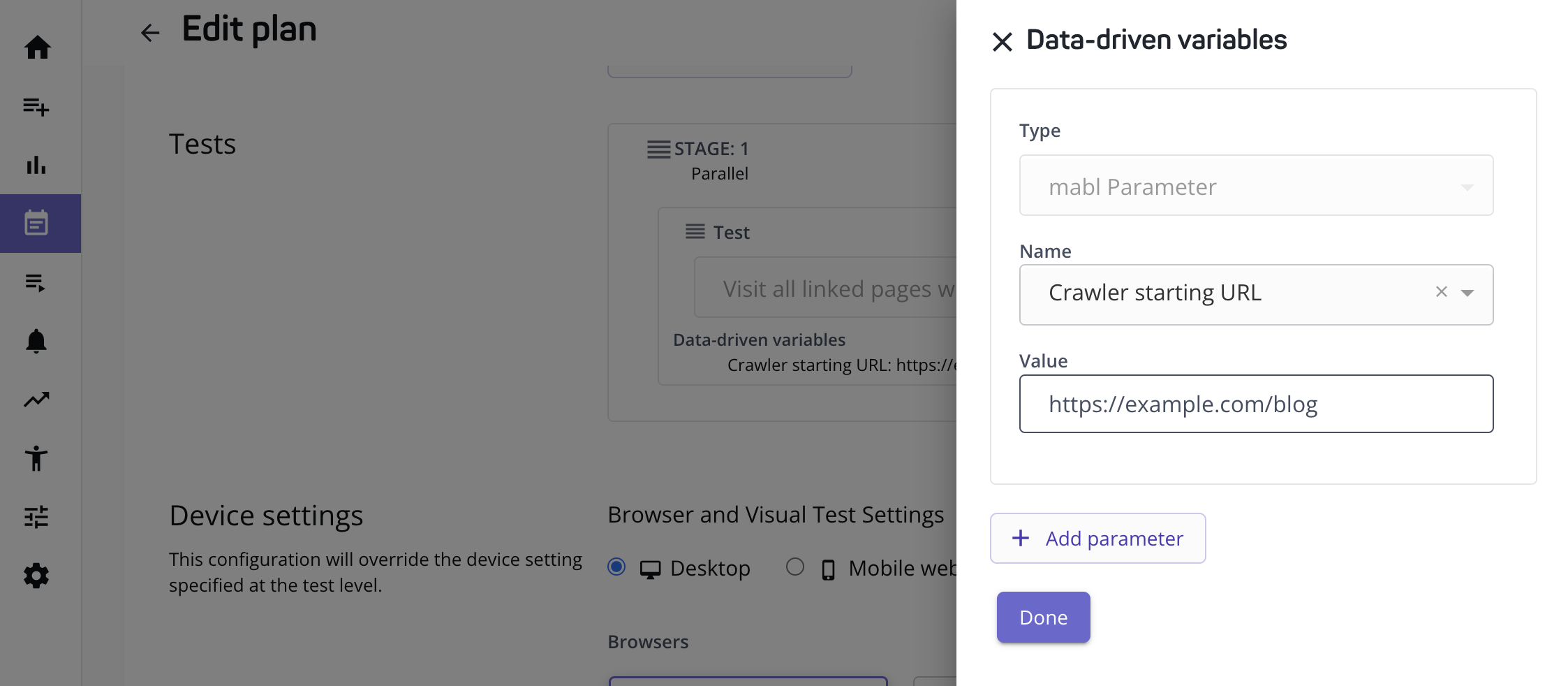 Changing the starting URL