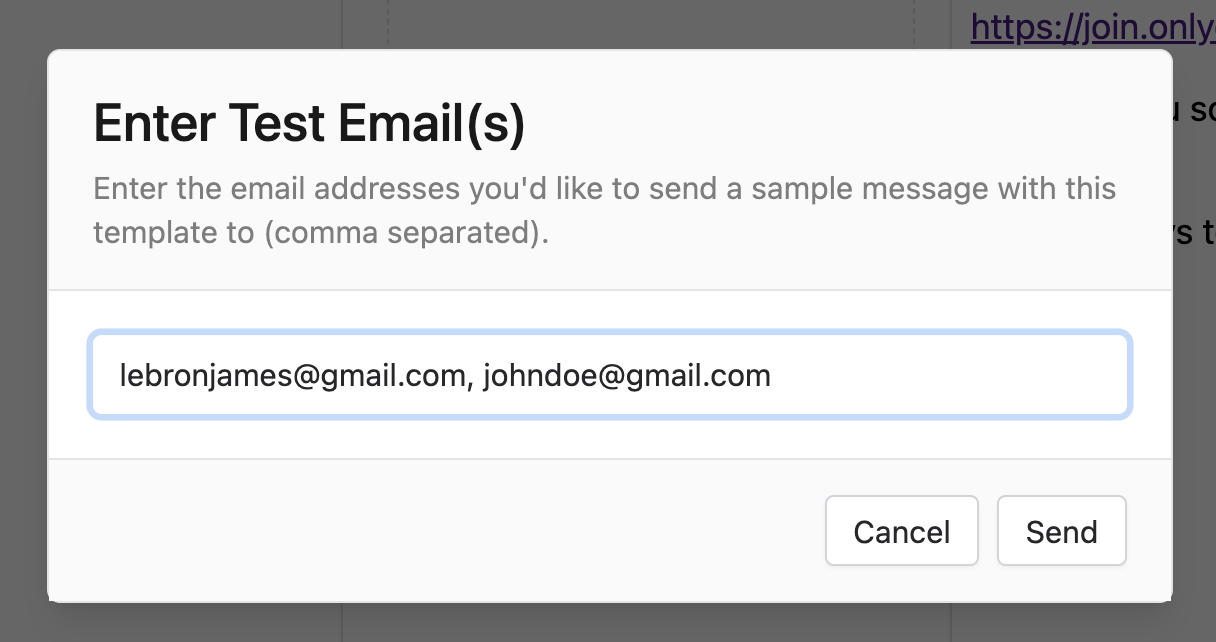 Email entry modal