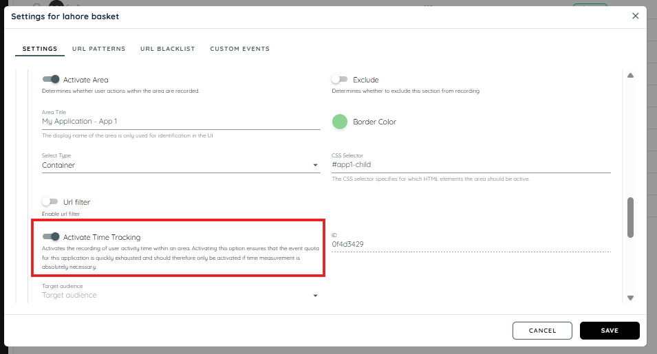 Time Activity Tracking Configuration
