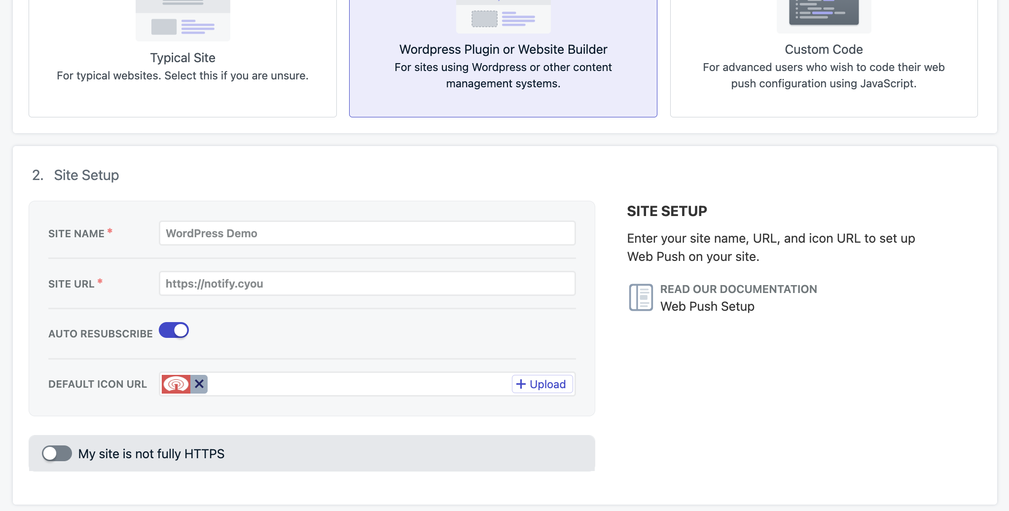 Important step! Make sure you put the Site URL correctly. `https://your-site.com` is different from `https://www.your-site.com` make sure to use the correct one! If you have both, consider only using one.