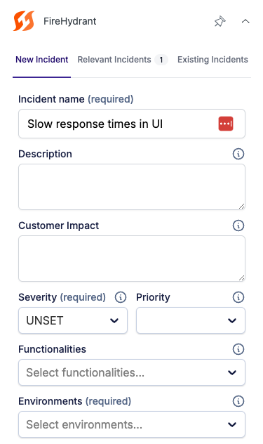 Declaring an incident from the FireHydrant app within Zendesk