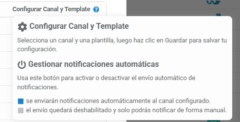 Configurar canal y template y gestionar notificacione automáticas