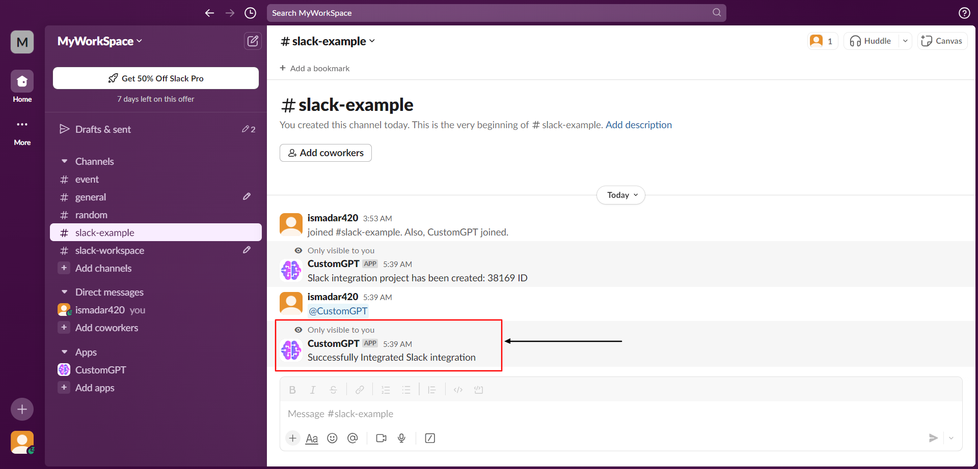 Slack integration done