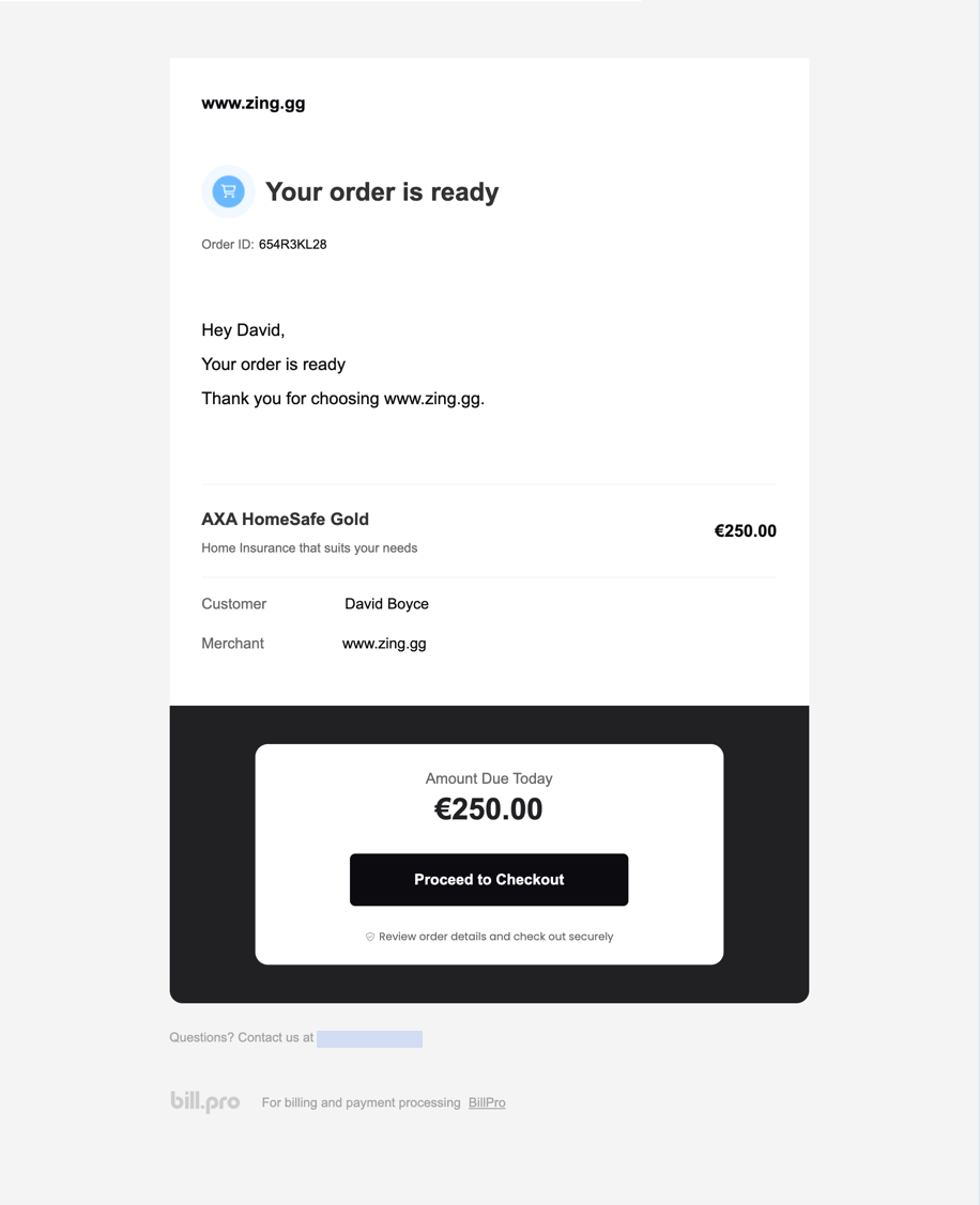 The order is ready email
