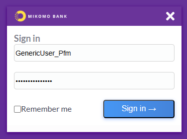 Mikomo sign-in screen