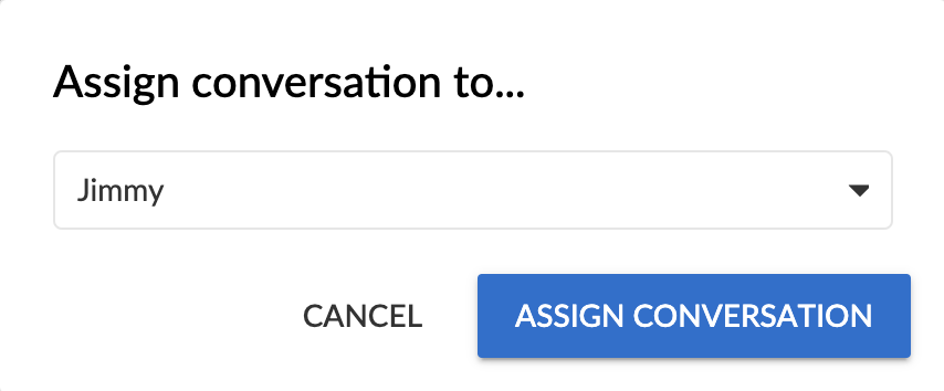 "Assign conversation" modal.