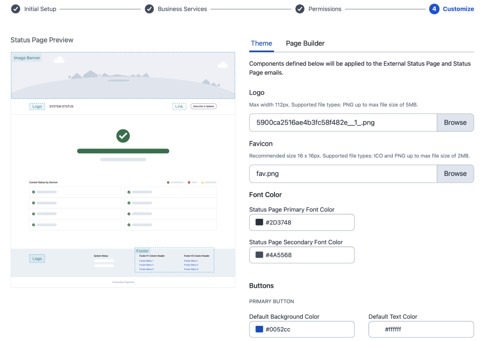 Customize status page