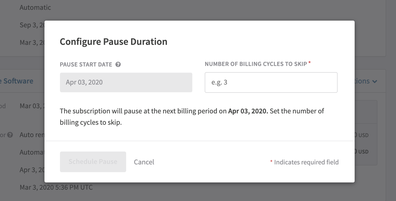 Pause Date Configuration