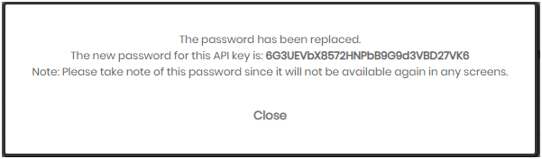Figure70: The new API key password