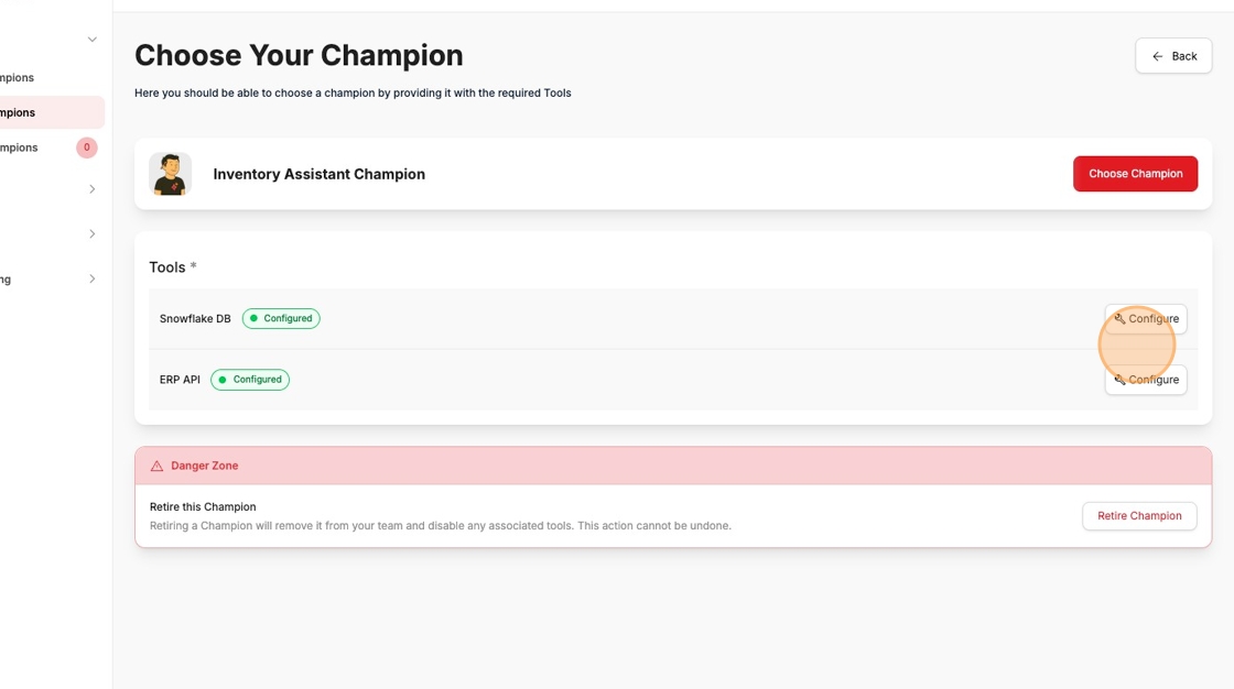 Configure Tool to Change