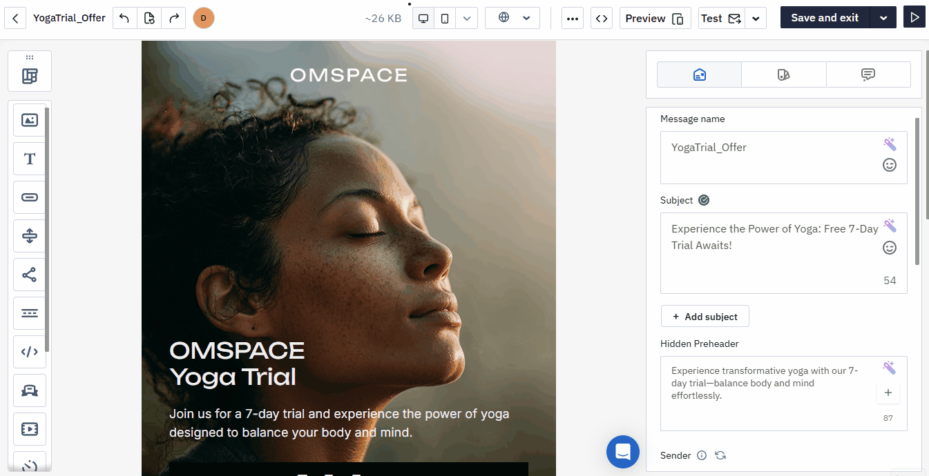 Previewing the email in Light and Dark modes using theme emulation