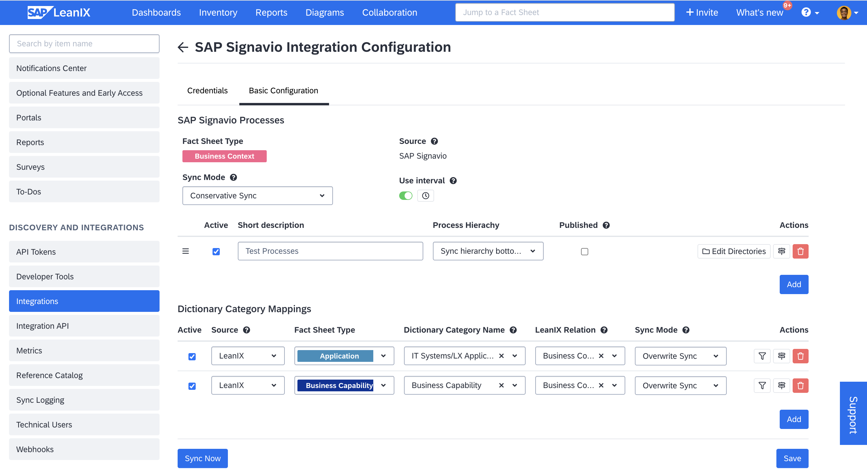 Basic Configuration Tab of the Integration Configuration